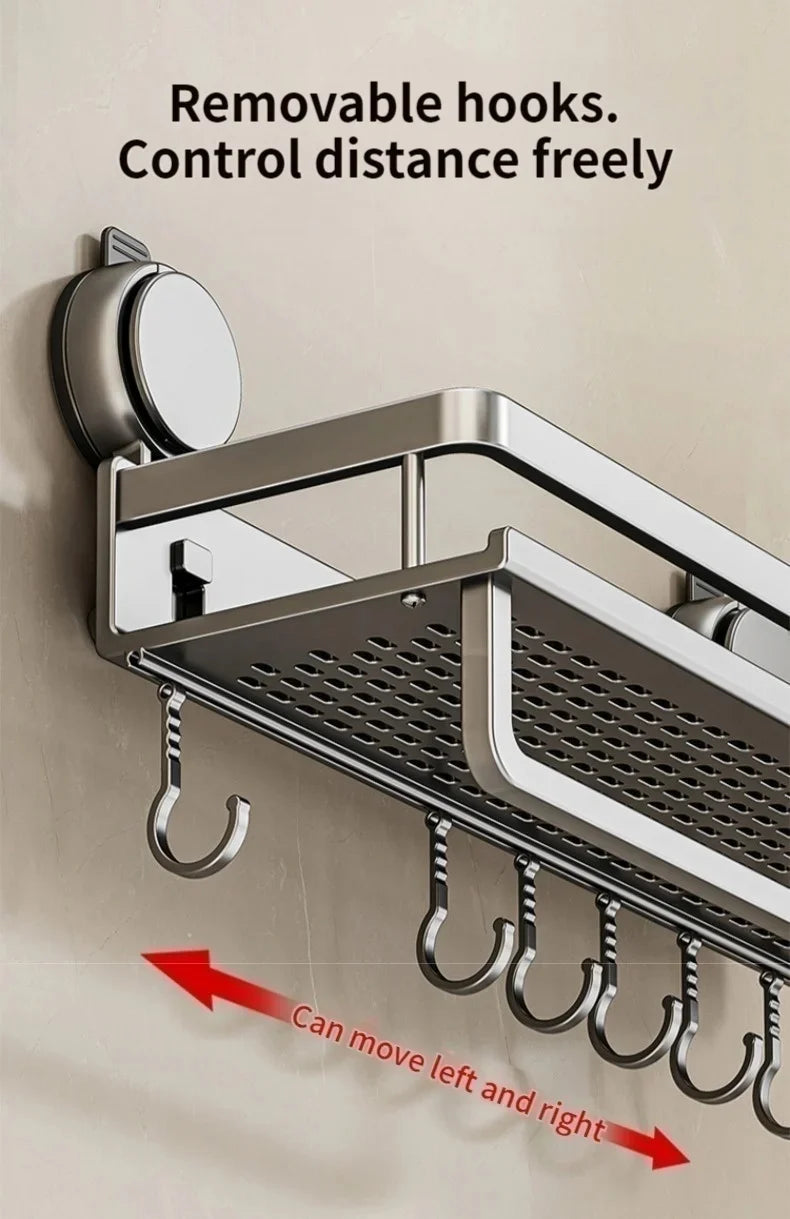 Suction-Cup Bathroom Shelf – Gray