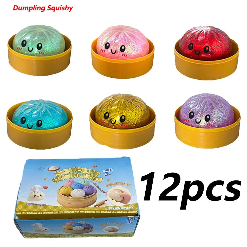 Dumpling Pressure Dumpling Squishies Cute Colorful Bun Toy Slow Rising Stress Relief Fidget Toy for Kids Adults Anti-Anxiety Gif