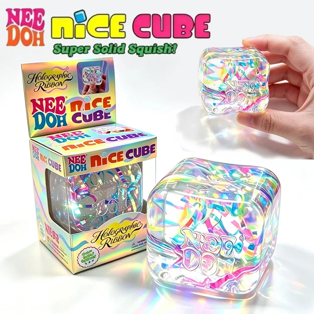 Holographic Ribbon Squeeze Fidget Cube