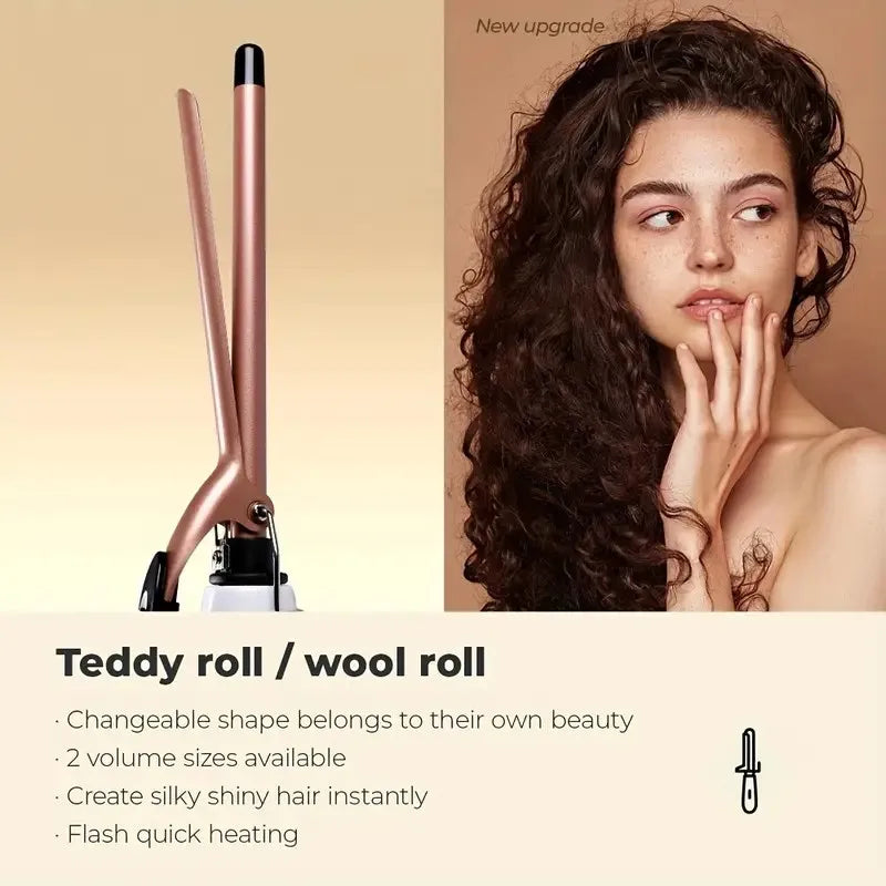 Ceramic Perm Bar Curling Iron – 0.51" Barrel, Fast Heating, Dual Voltage, 180–200°C