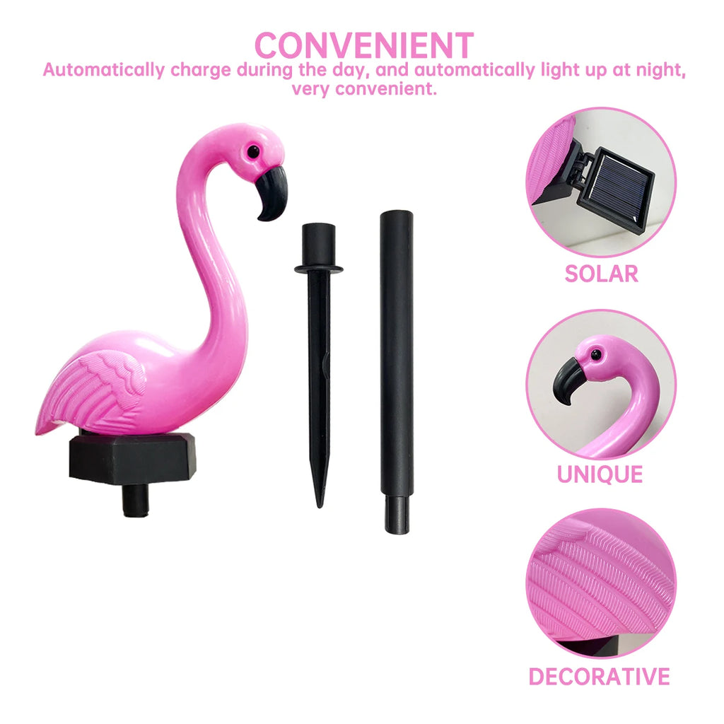 1pc Solar Powered Flamingo Garden Landscape Lights Lawn Decorative Path Lamp For Home Garden Summer Pool Wedding Decoration