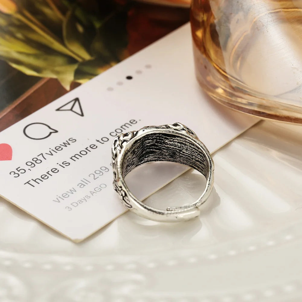 Vintage-Style Owl Ring with Colorful Eyes