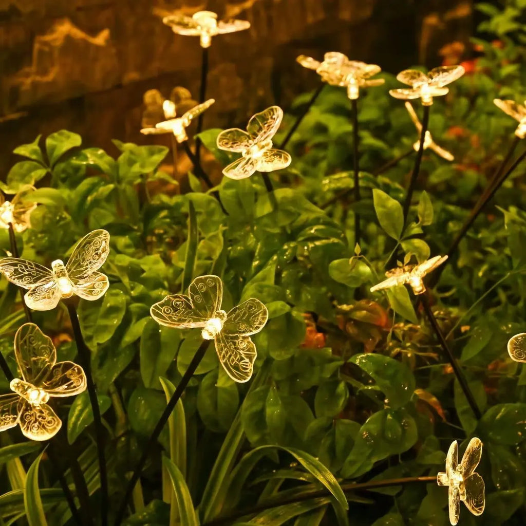 SolarLED ClearButterfly Flower Lights Waterproof Outdoor Garden Lawn Decor For Yard Camping Weddings Parties Festival Atmosphere