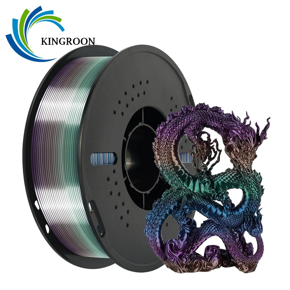 KINGROON Rainbow Silk PLA Filament – 1.75 mm, 2.2 lb (1 kg)