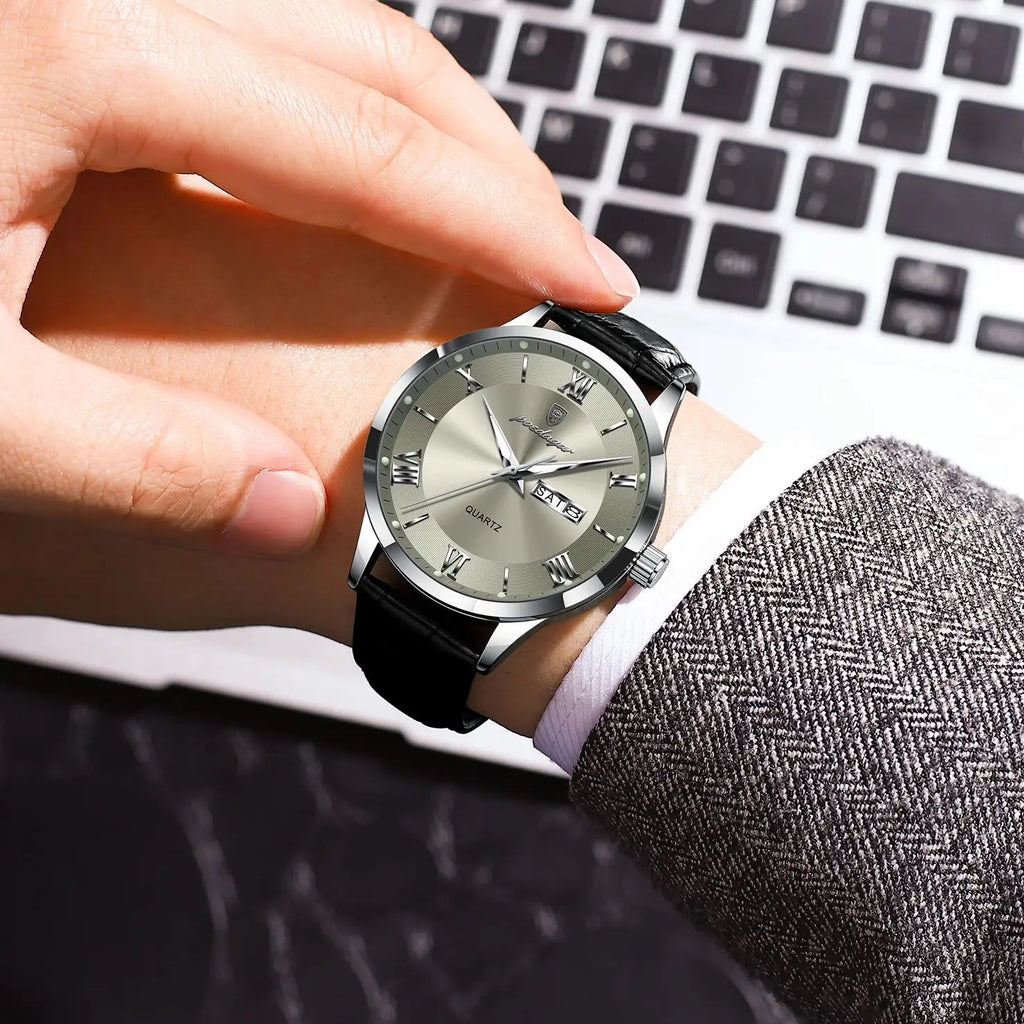 POEDAGAR 978-D Men’s Day-Date Dress Watch