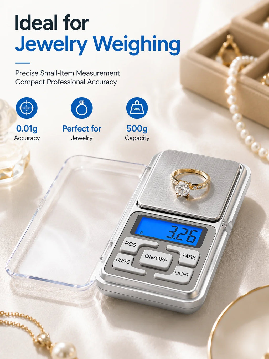 Digital Pocket Scale – 500 g Capacity, 0.01 g Resolution
