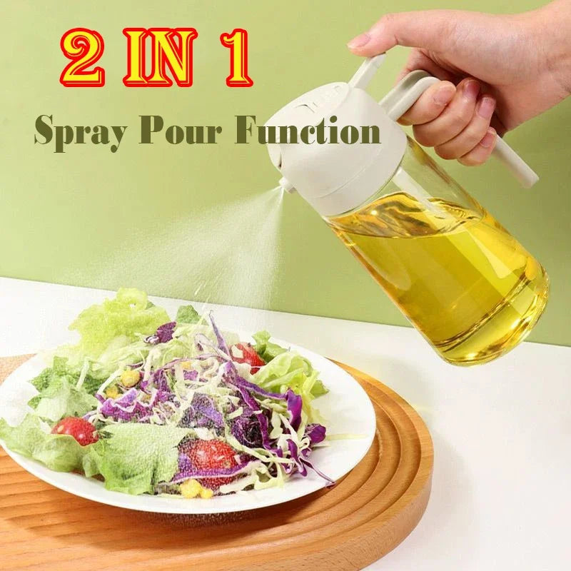 2-in-1 Cooking Oil Sprayer & Pourer – Bottle or Brush Options