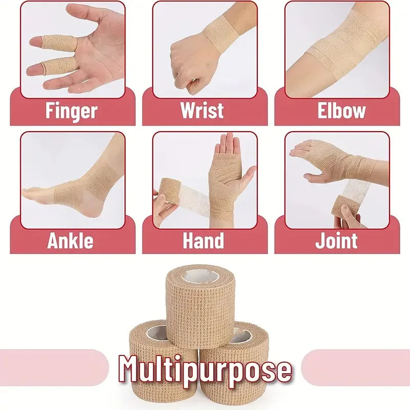 Self-Adhering Elastic Bandage Wrap – Beige, 5 yd Rolls