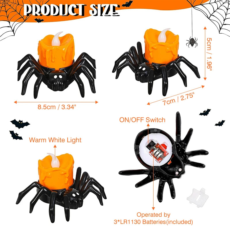 Halloween Spider LED Candle Lights – 1, 2 or 5 Pieces
