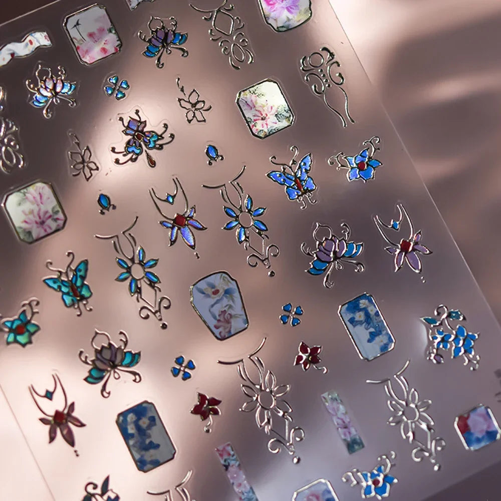 5D Luxury Nail Art Stickers – Gold Gemstone & Courtly Pattern Manicure Decals