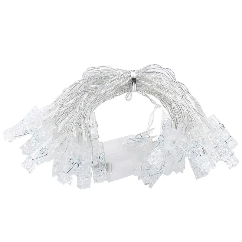 1pc 1.5M10L Photo Clips String Lights Christmas Fairy Lights Battery-operated Garland Hanging Picture Cards Holder Holiday Lamp