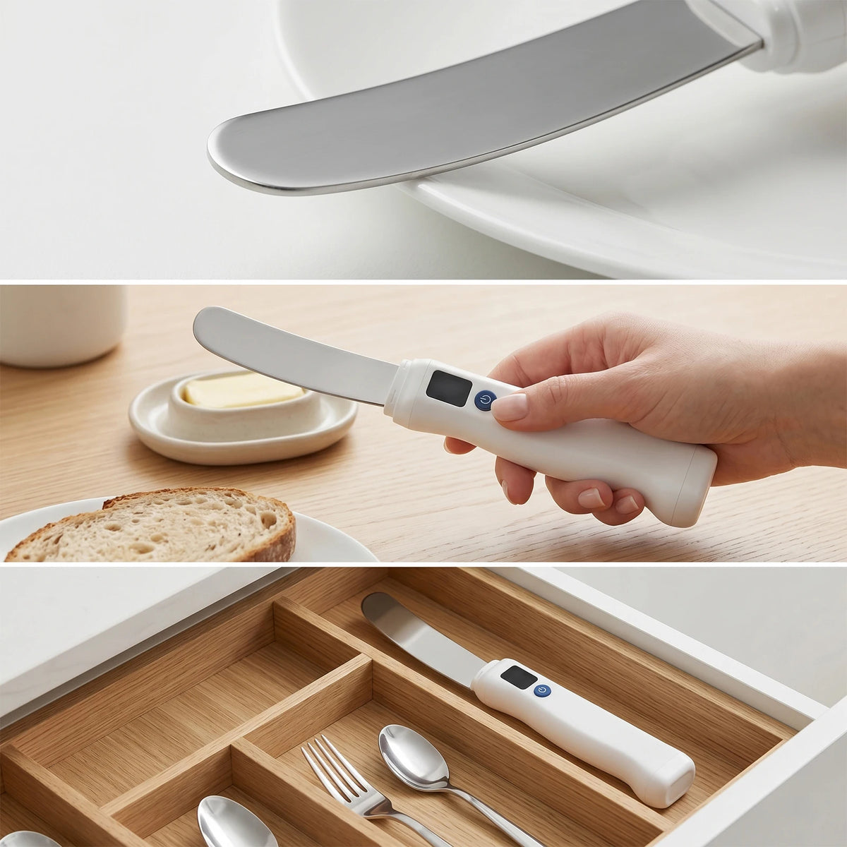 USB Rechargeable Heated Butter Knife – Electric Spreader for Cold Butter, Cheese & Chocolate, LED Display, CE Certified