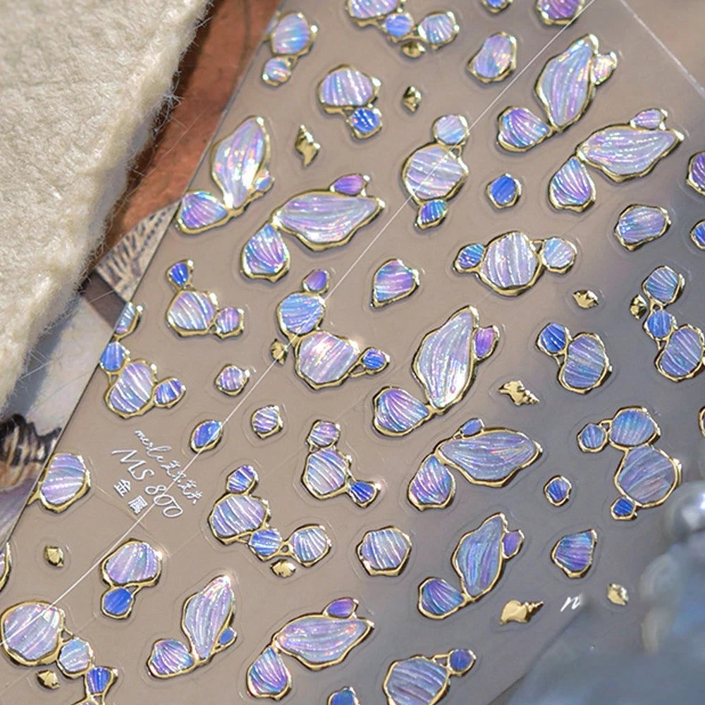 5D Luxury Nail Art Stickers – Gold Gemstone & Courtly Pattern Manicure Decals
