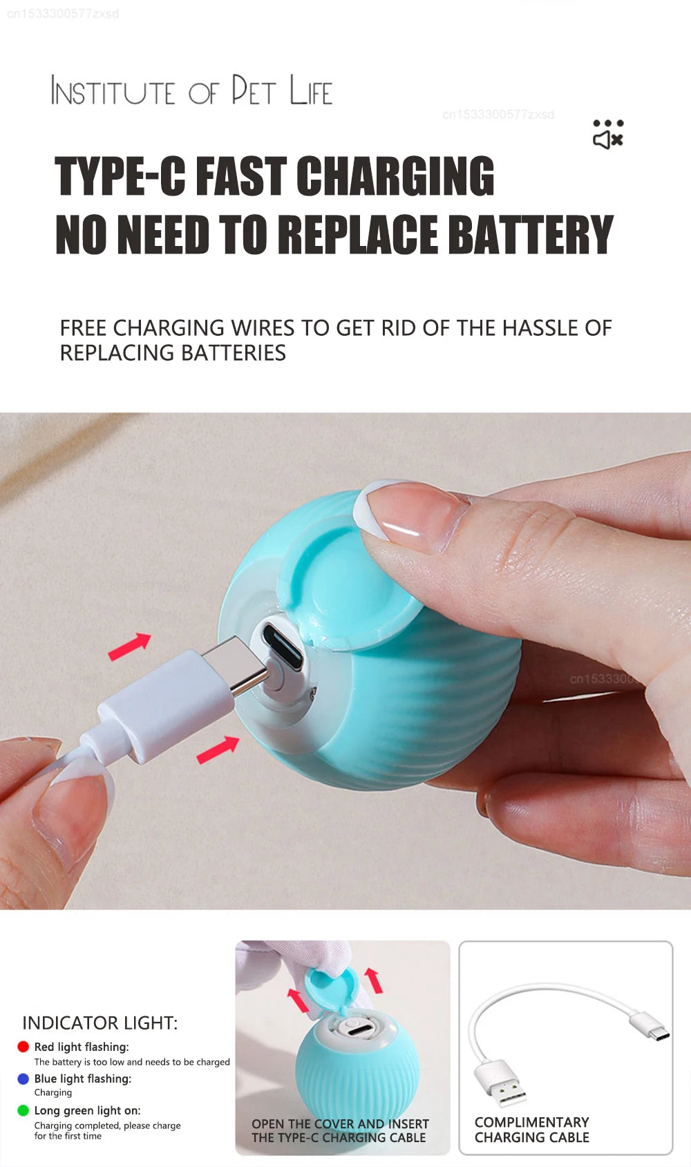 Rechargeable Rolling Cat Toy Ball