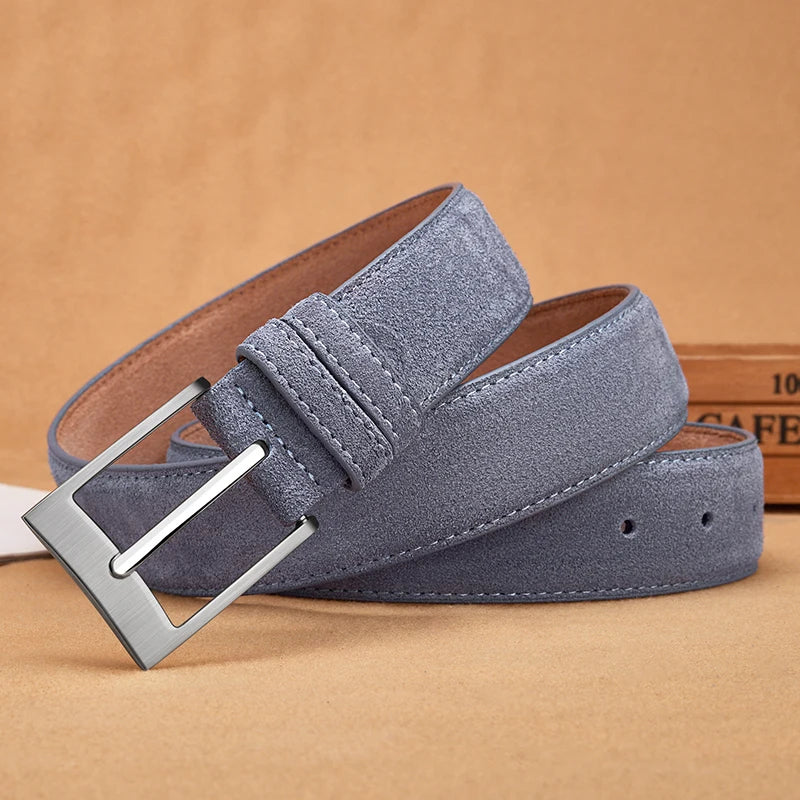 Suede-Look Casual Belt with Classic Pin Buckle