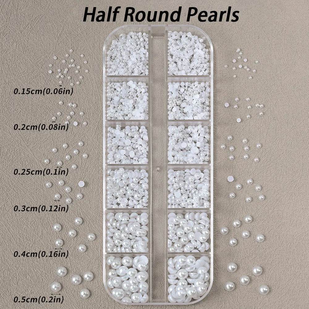 Nail Art Pearl-Look Beads & Rhinestones – Assorted Box Options