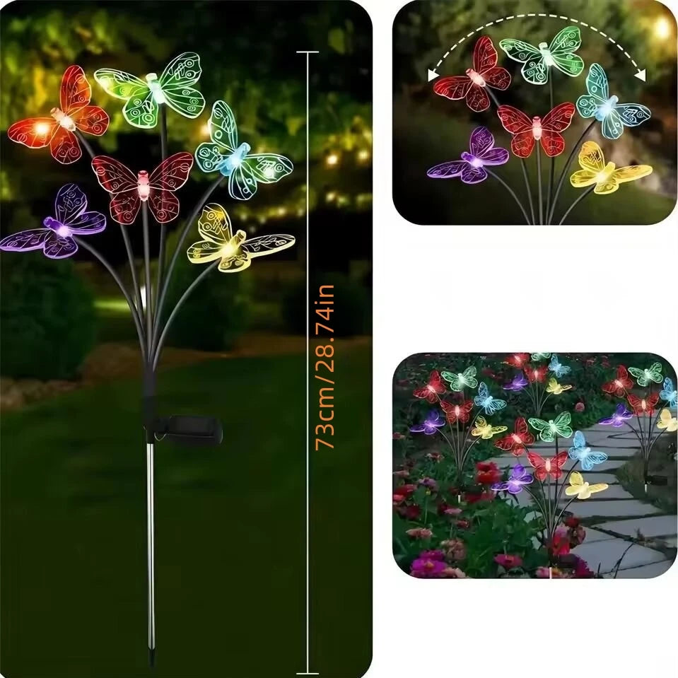 SolarLED ClearButterfly Flower Lights Waterproof Outdoor Garden Lawn Decor For Yard Camping Weddings Parties Festival Atmosphere