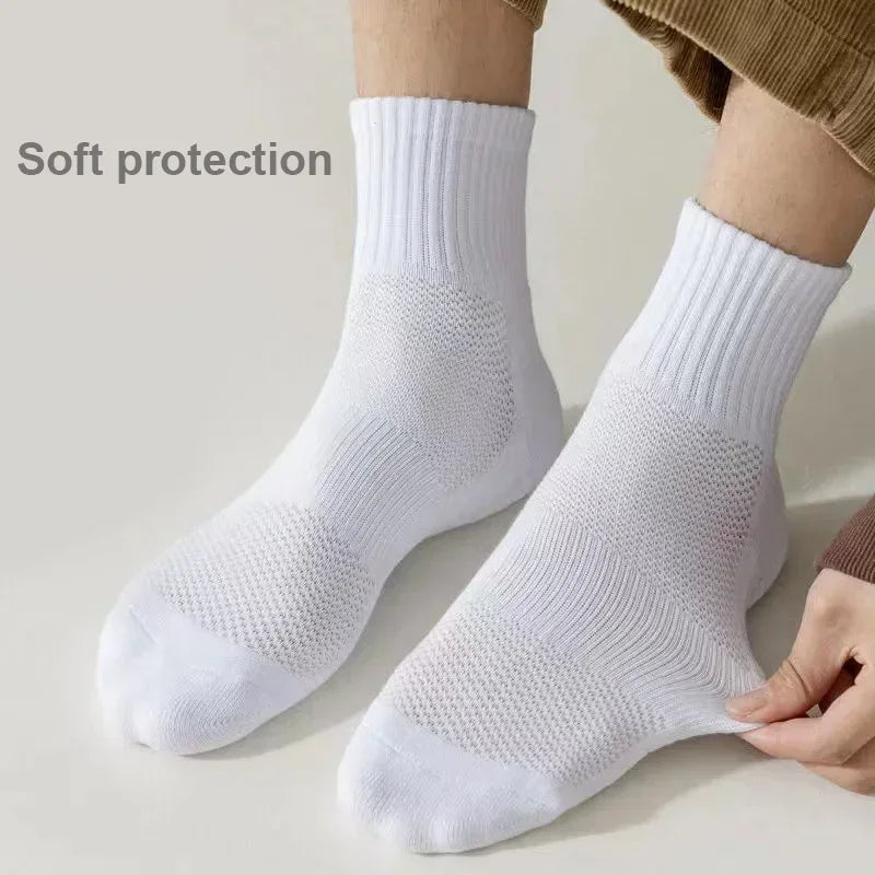 Men's Terry-Cushioned Sports Socks – 3 Heights, 1 or 4 Pairs