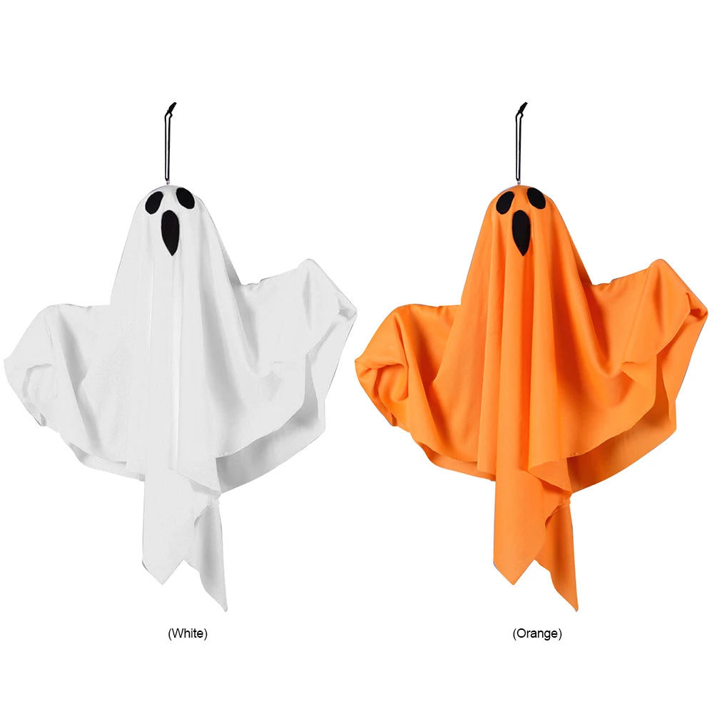 Light-Up Hanging Ghost – White or Orange Halloween Decoration