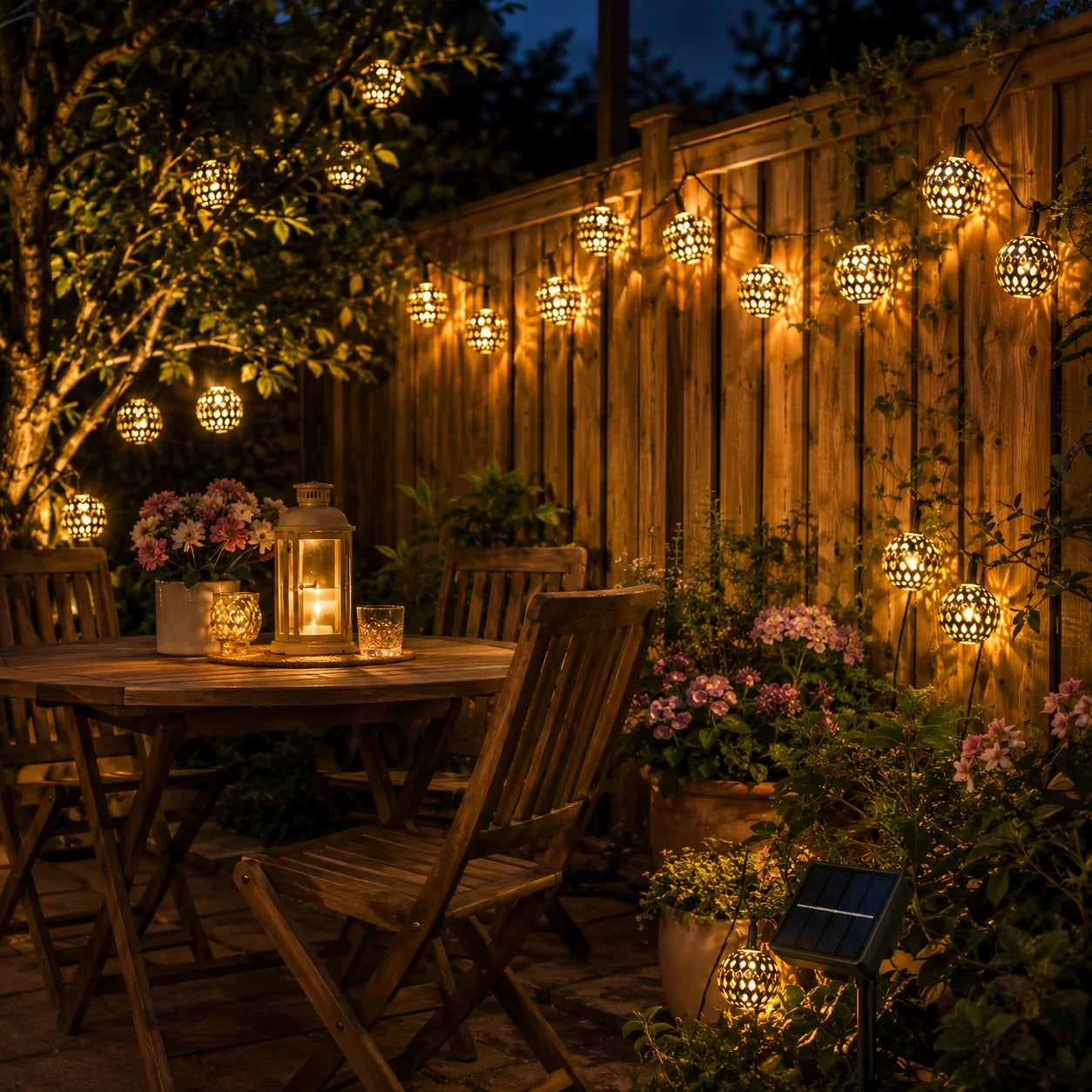 Solar String Lights Moroccan Globe Hollow Ball Fairy Lights Solar Powered 5M/6M 6 Colors for Garden Patio Party Xmas Decor