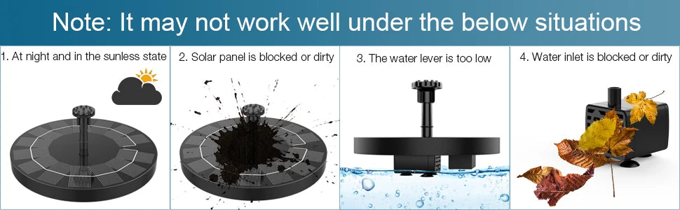 Solar Floating Fountain Pump for Bird Baths, Ponds & Gardens – 6 Nozzles