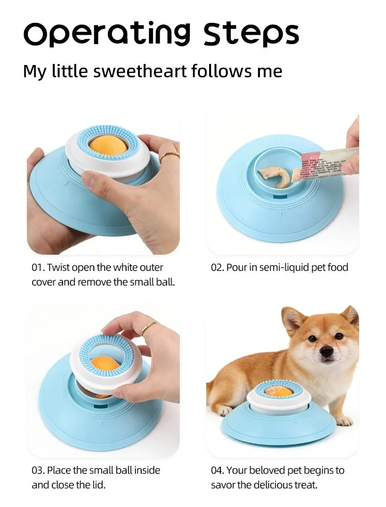 Dog Slow Feeder Lick Mat with Rotating Ball | Fillable Yogurt Puppy Toy | Boredom Buster for Small Medium Dogs