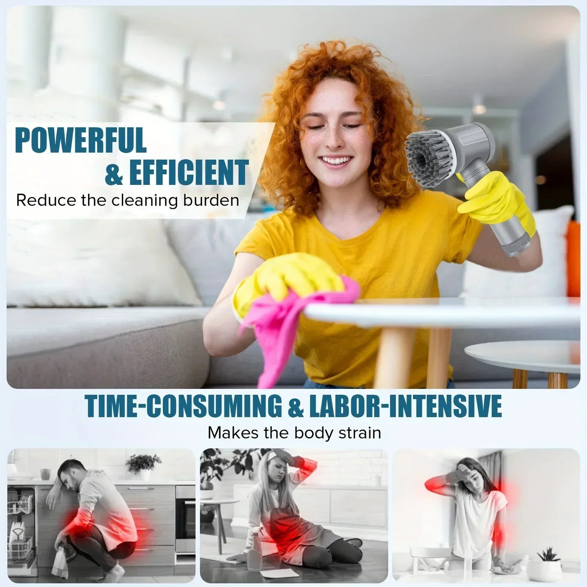 Rechargeable Electric Spin Scrubber with 5 Cleaning Heads