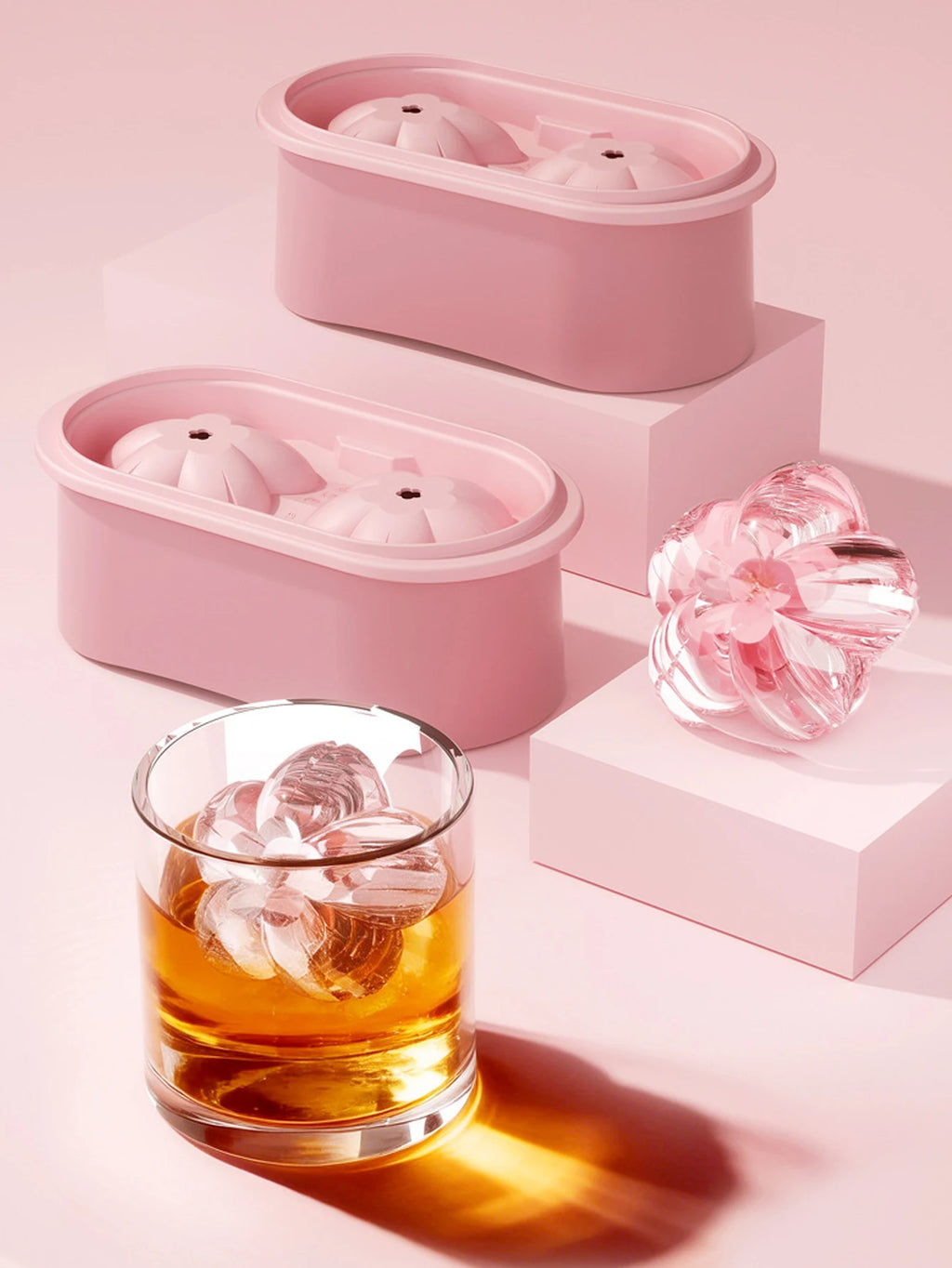 Cherry Blossom Ice Ball Mold – Slow-Melting Floral Ice Sphere Maker for Cocktails, Whiskey & Bar Drinks, Stackable
