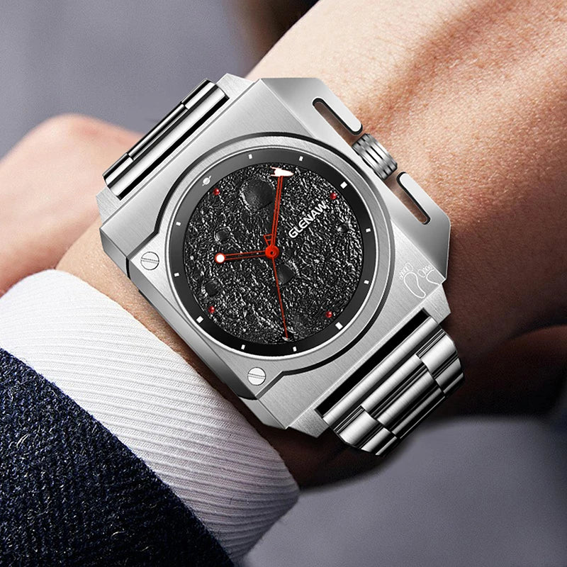 GLENAW GL8655 Men’s Automatic Watch with Moon-Texture Dial