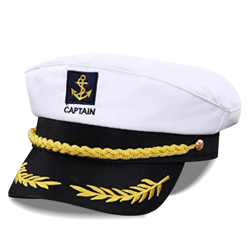 Captain's Yacht Hat – Adjustable, Gold Rope Trim, 3 Colors