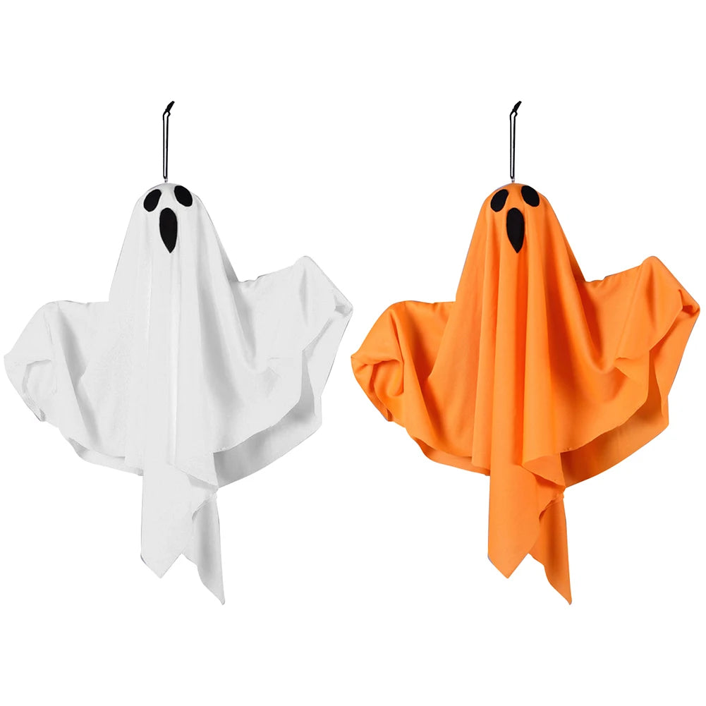 Light-Up Hanging Ghost – White or Orange Halloween Decoration