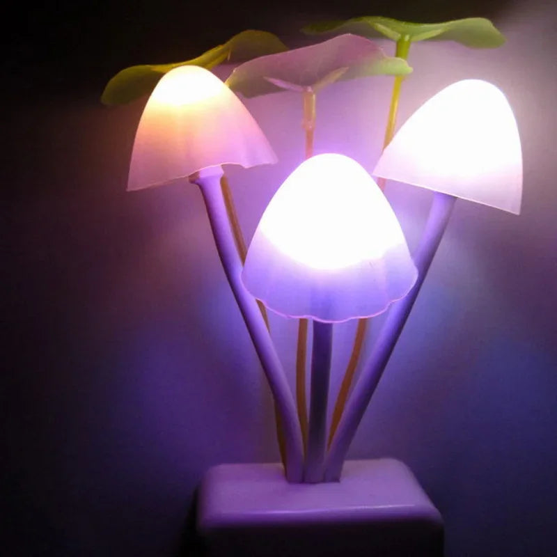 Mushroom LED Night Light – Plug-In Light Sensor Lamp, Colorful Glow, EU & US Plug