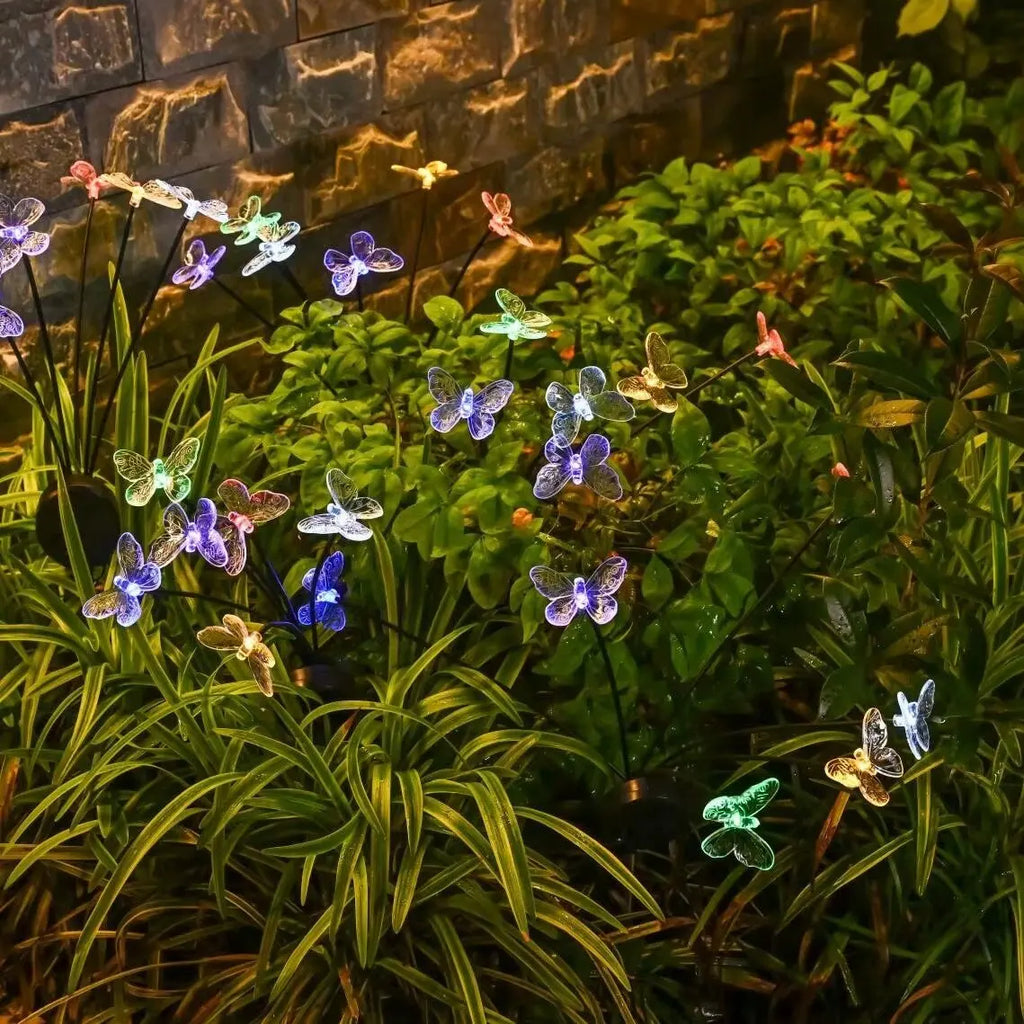 SolarLED ClearButterfly Flower Lights Waterproof Outdoor Garden Lawn Decor For Yard Camping Weddings Parties Festival Atmosphere