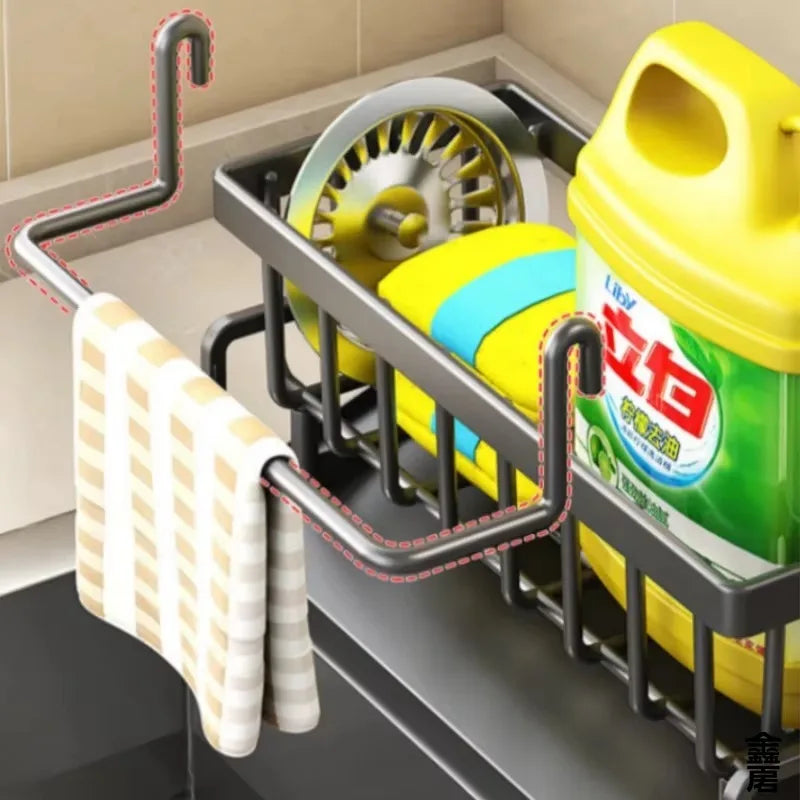 Faucet-Mounted Sink Organizer with Drainage Rack