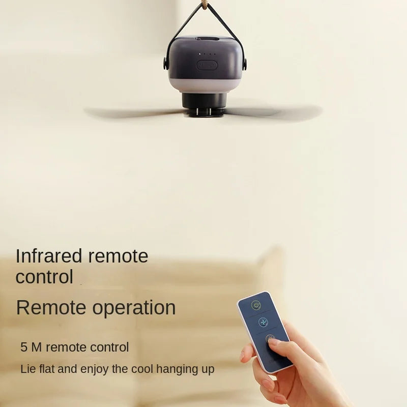 Portable Rechargeable Fan with LED Light & Remote