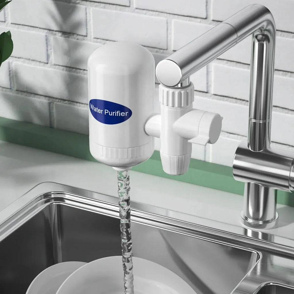 Dual-Outlet Faucet Water Filter – White
