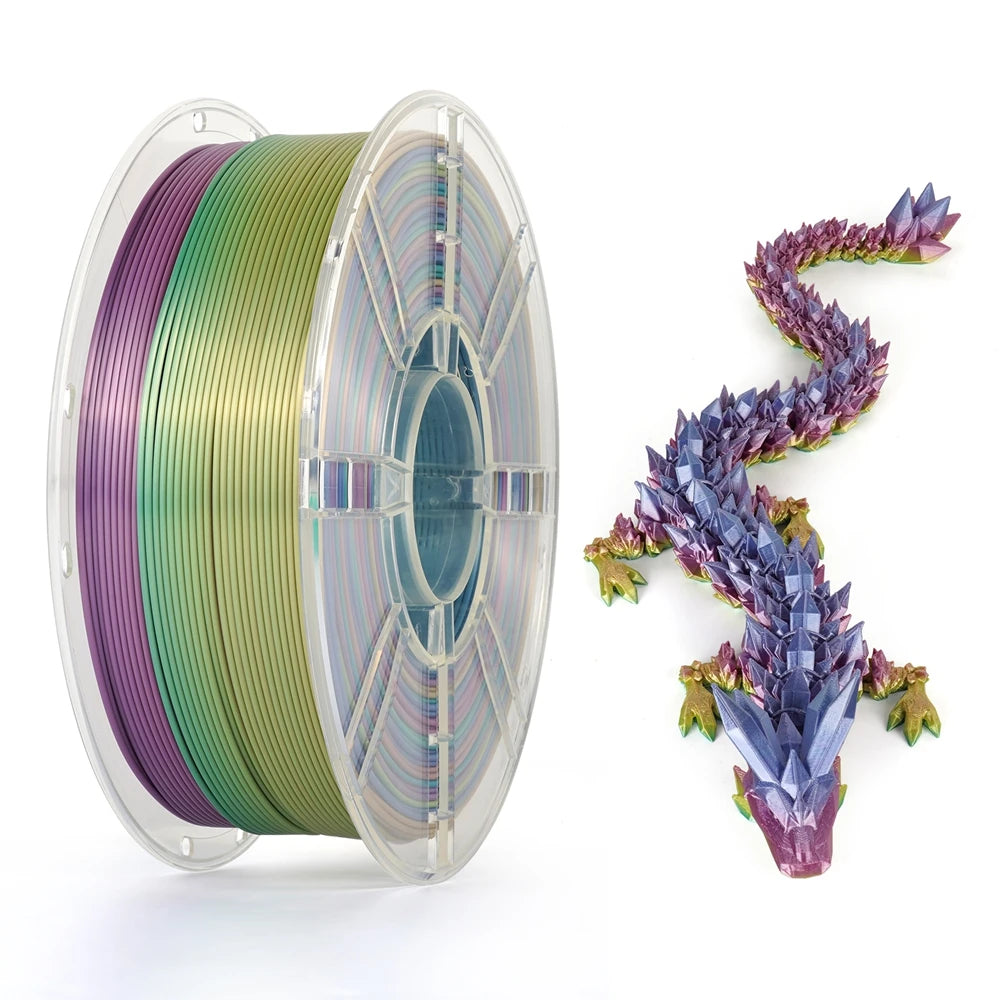 KINGROON Rainbow Silk PLA Filament – 1.75 mm, 2.2 lb (1 kg)