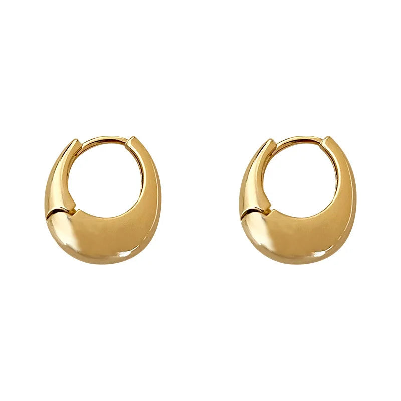Sculpted Chunky Hoop Earrings in Polished Metal Finishes