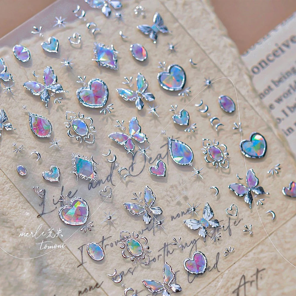 5D Luxury Nail Art Stickers – Gold Gemstone & Courtly Pattern Manicure Decals
