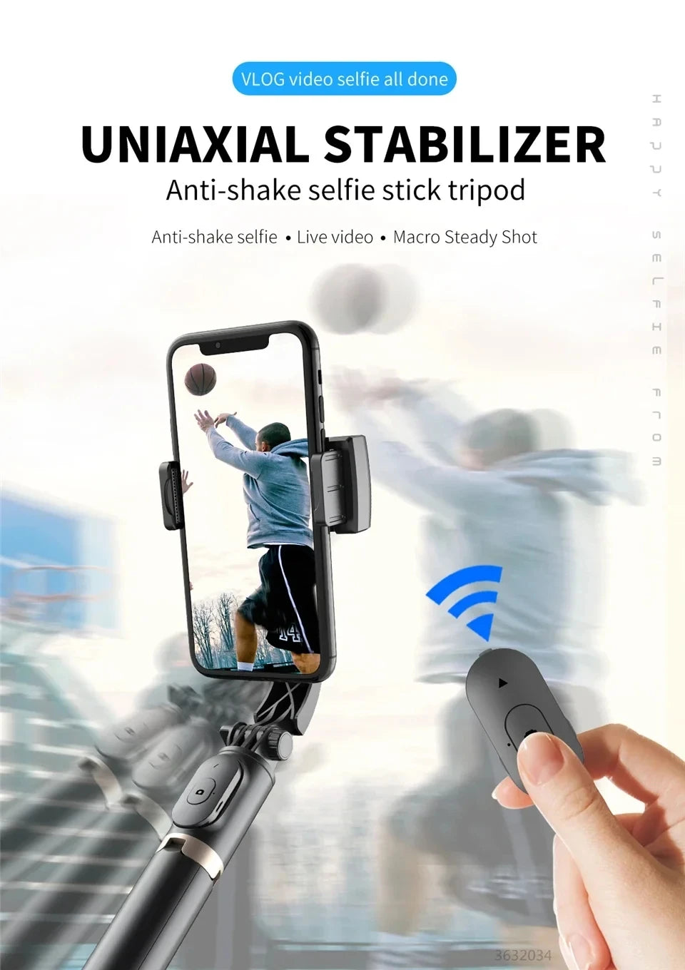 Q08 Smartphone Gimbal with Selfie Stick & Tripod