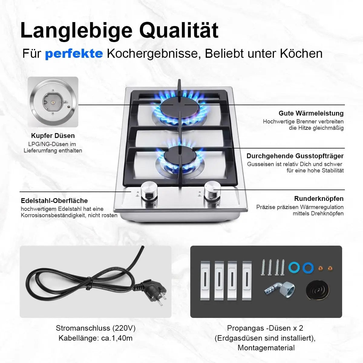 TopStrong 2-Burner Gas Cooktop – EU Model
