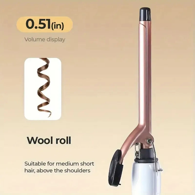 Ceramic Perm Bar Curling Iron – 0.51" Barrel, Fast Heating, Dual Voltage, 180–200°C