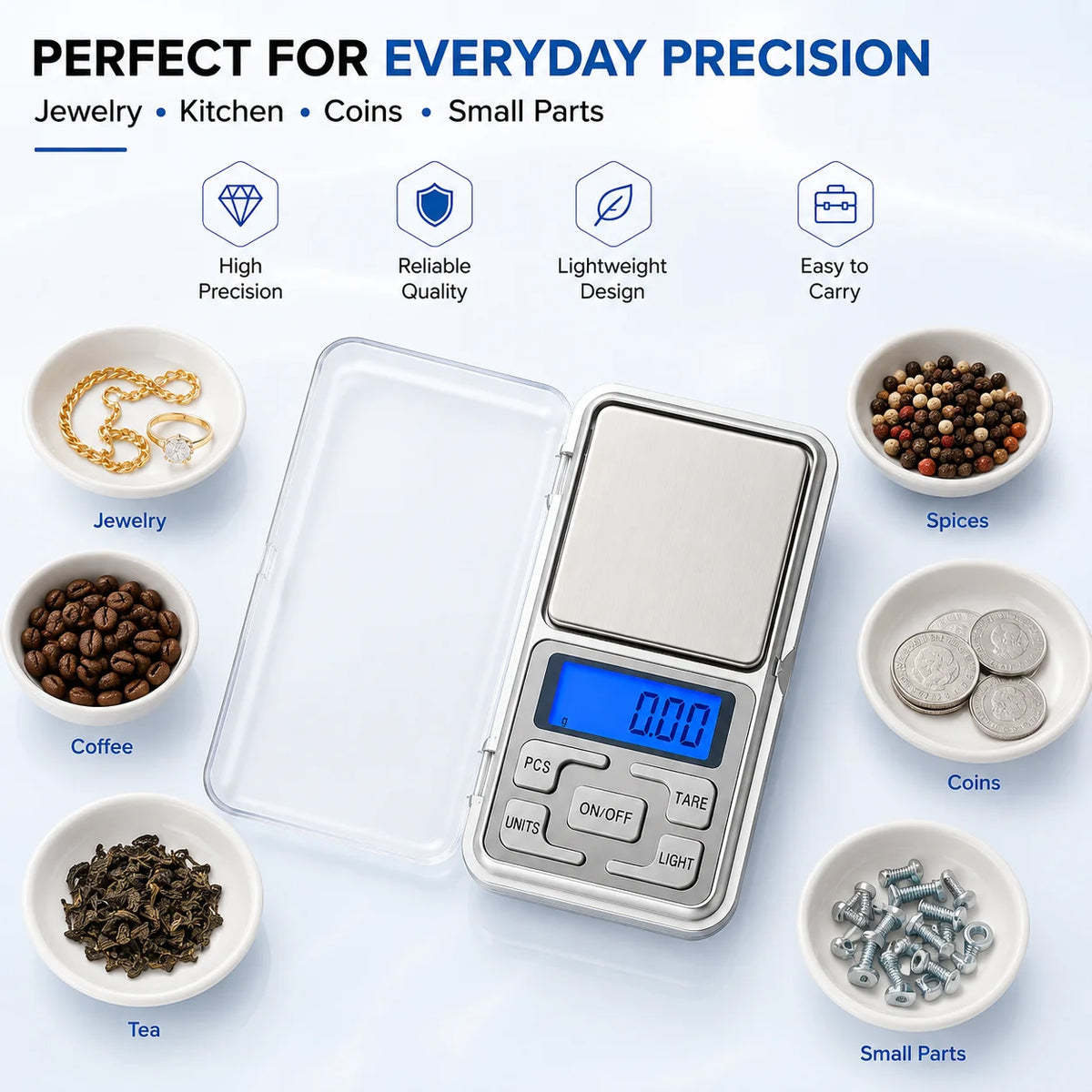 Digital Pocket Scale – 500 g Capacity, 0.01 g Resolution