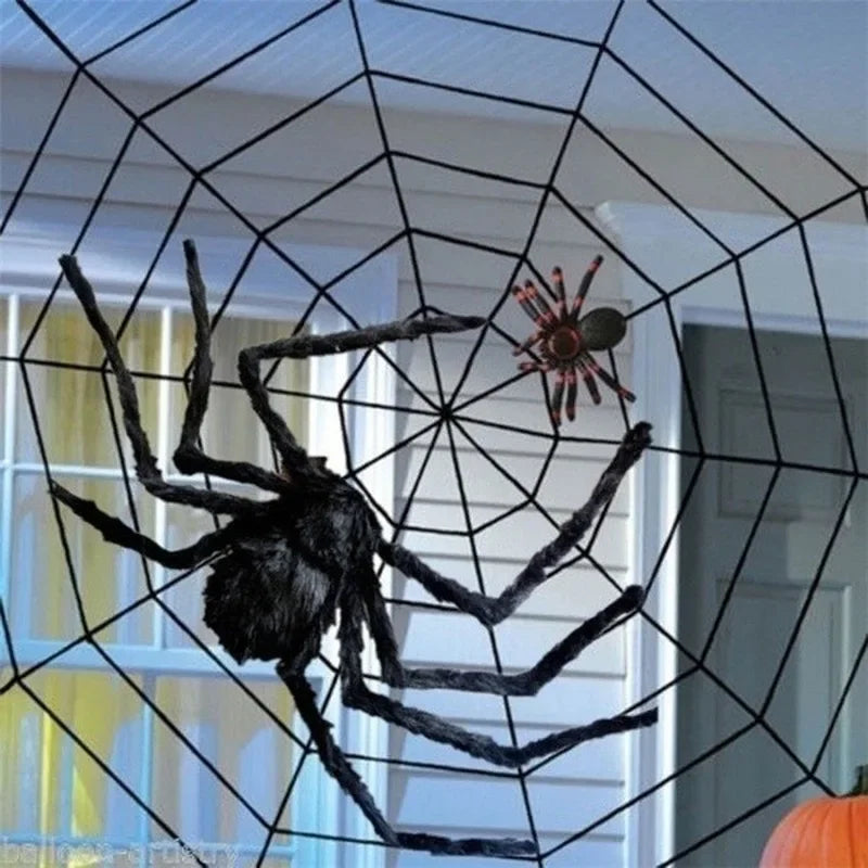 Black Plush Spider with Bendable Legs – Halloween Decoration