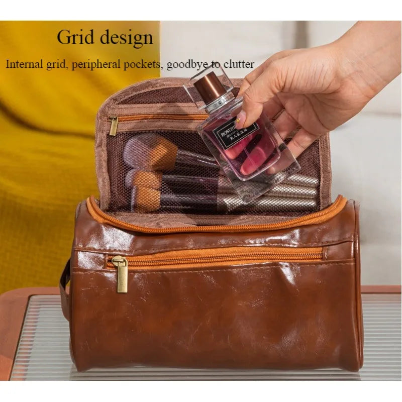 Faux Leather Travel Toiletry Bag