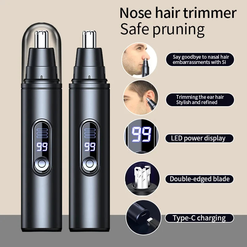 USB-C Rechargeable Nose Hair Trimmer – Black