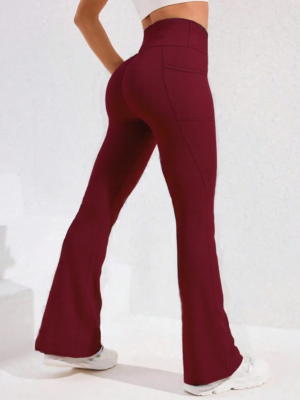 Women’s High-Waisted Flare Yoga Pants with Side Pockets