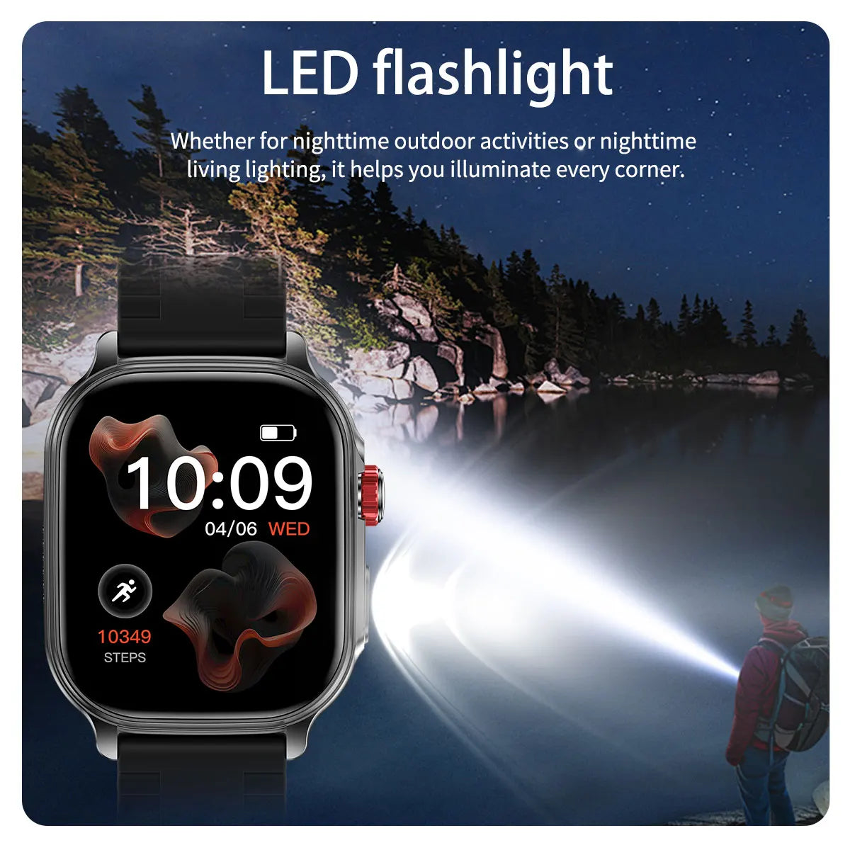 Bluetooth Calling Smartwatch with LED Flashlight