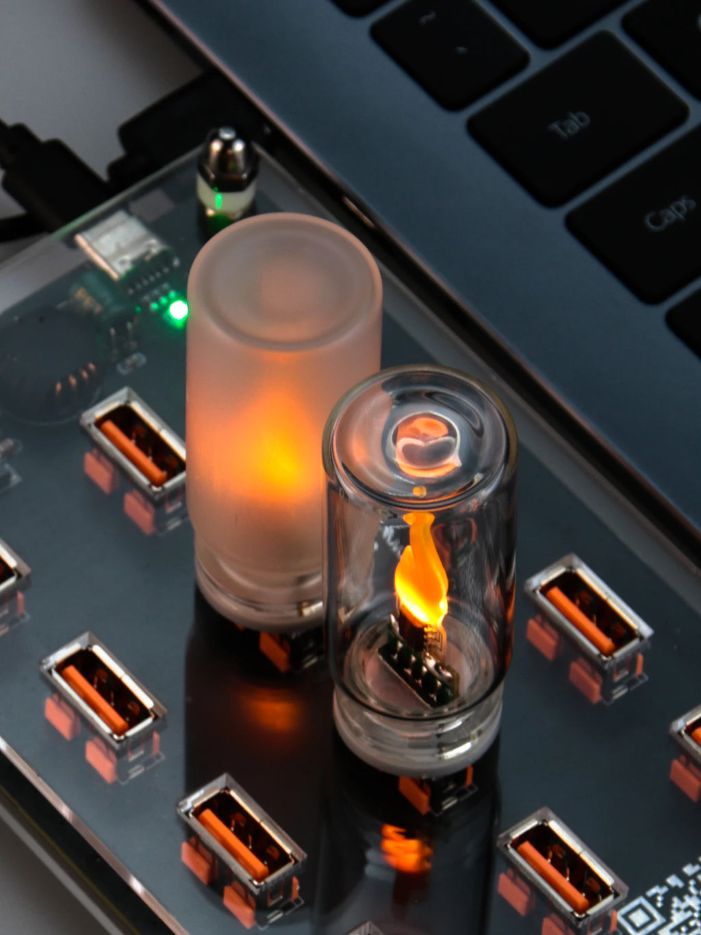 USB Flickering Flame LED Night Light – Clear or Frosted Glass