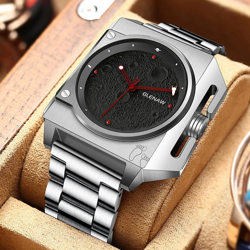 GLENAW GL8655 Men’s Automatic Watch with Moon-Texture Dial